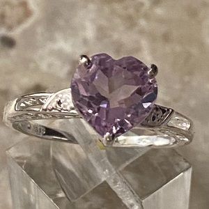 Rose De France Amethyst Heart Sterling Silver Ring